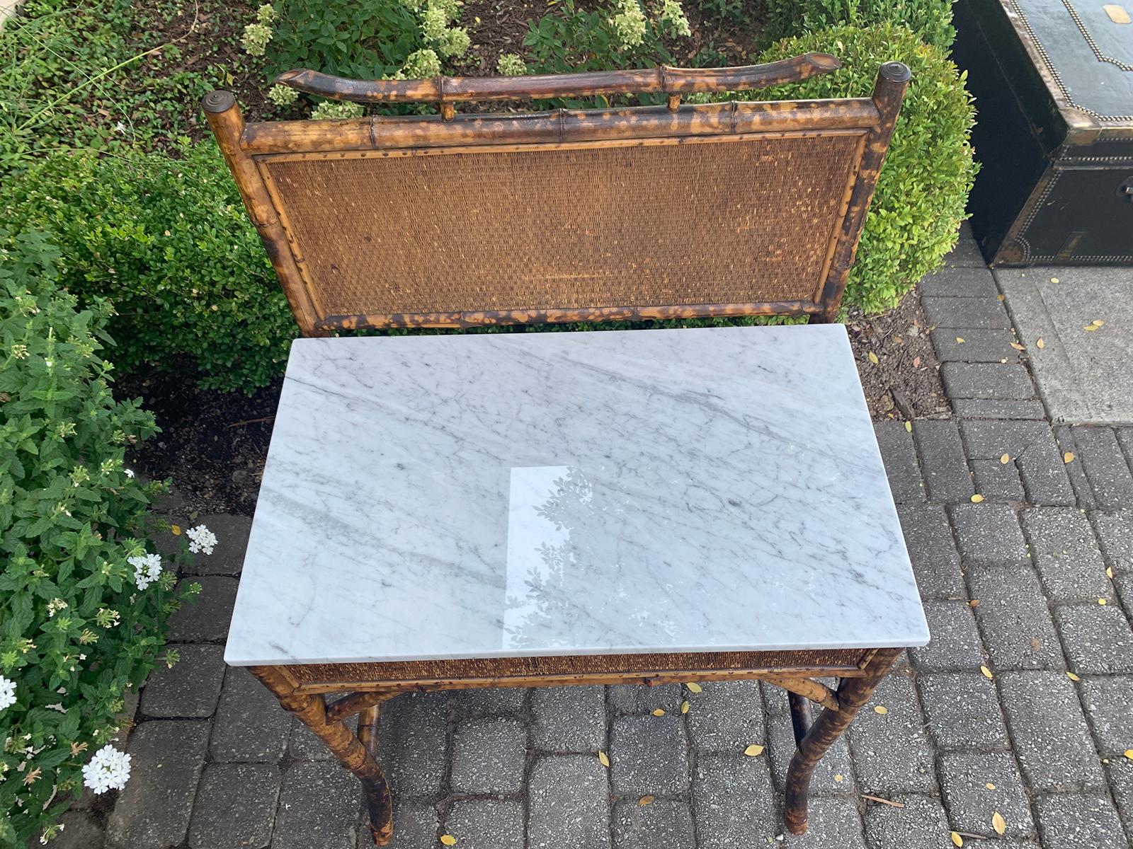 English Bamboo Washstand or Bar with White Marble Top, circa 1900 1