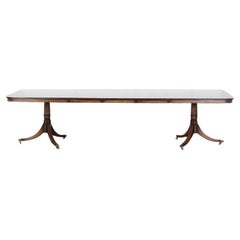 English Banded Mahogany Georgian Style Extending Dining Table Three Leaves