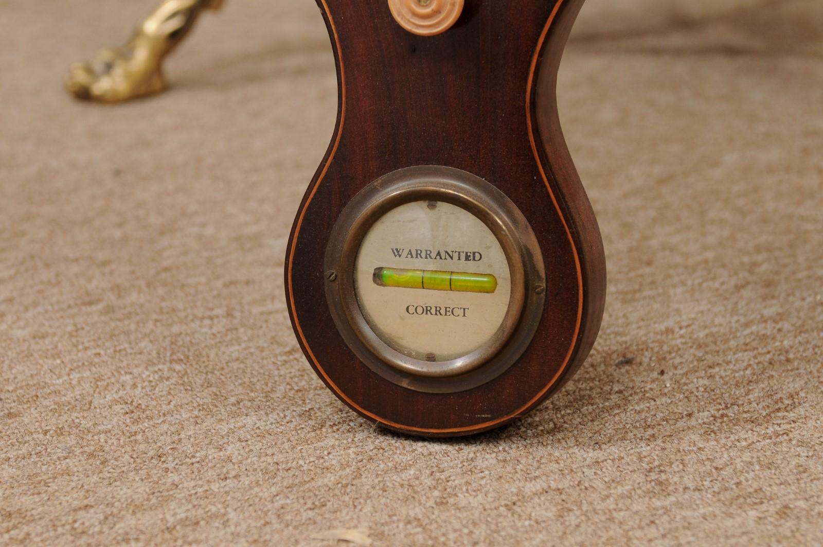 English Banjo Barometer in Mahogany For Sale 3