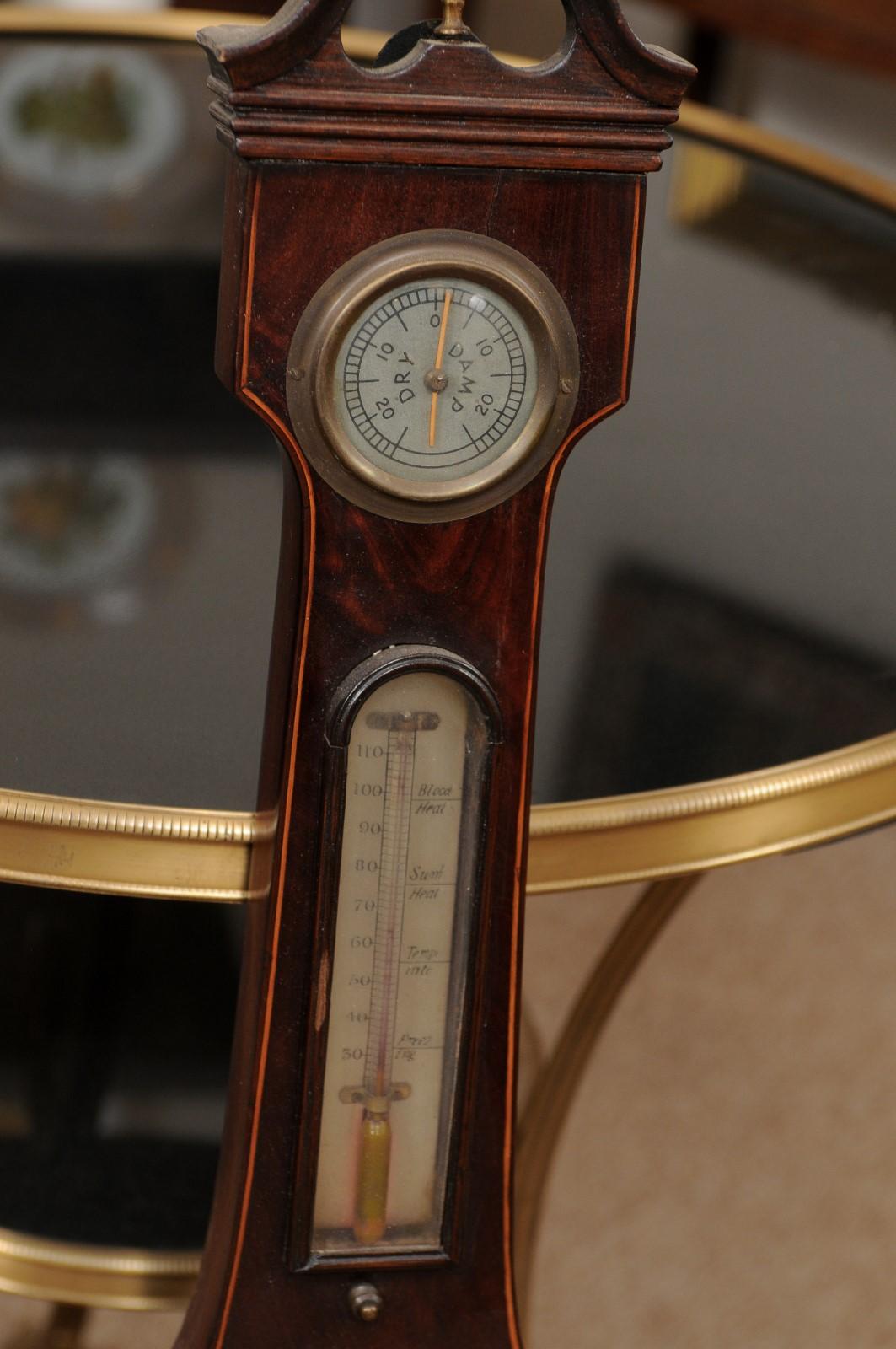 English Banjo Barometer in Mahogany For Sale 6