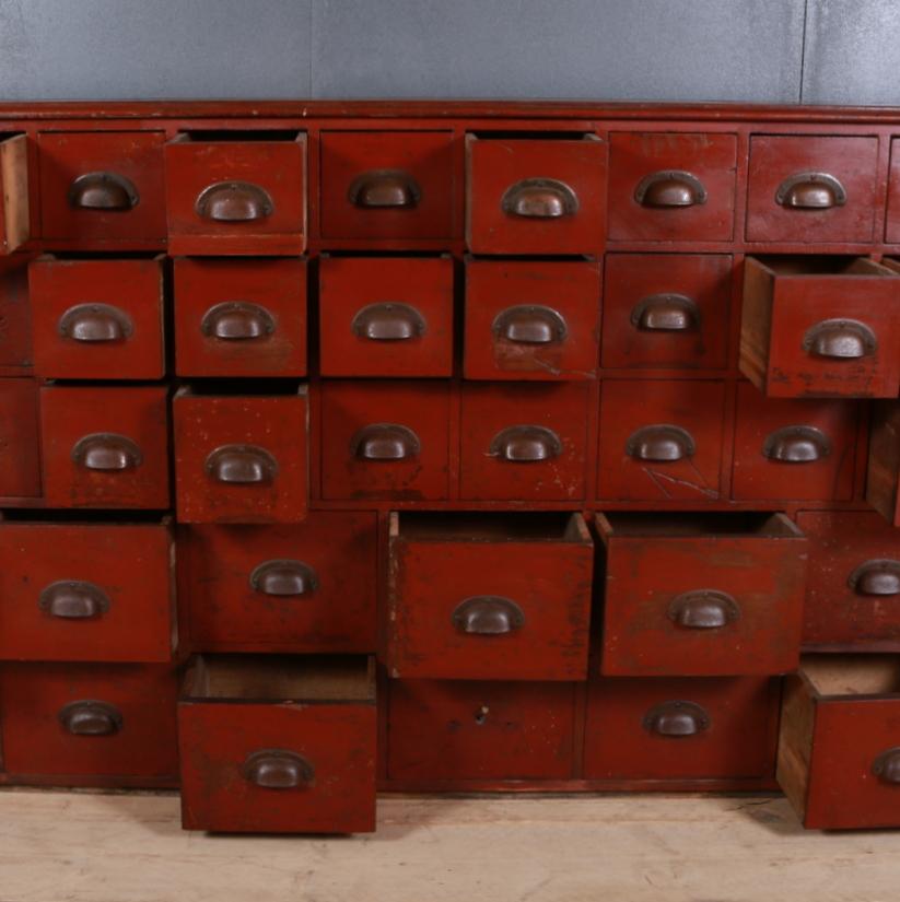 Painted English Bank of 65 Drawers