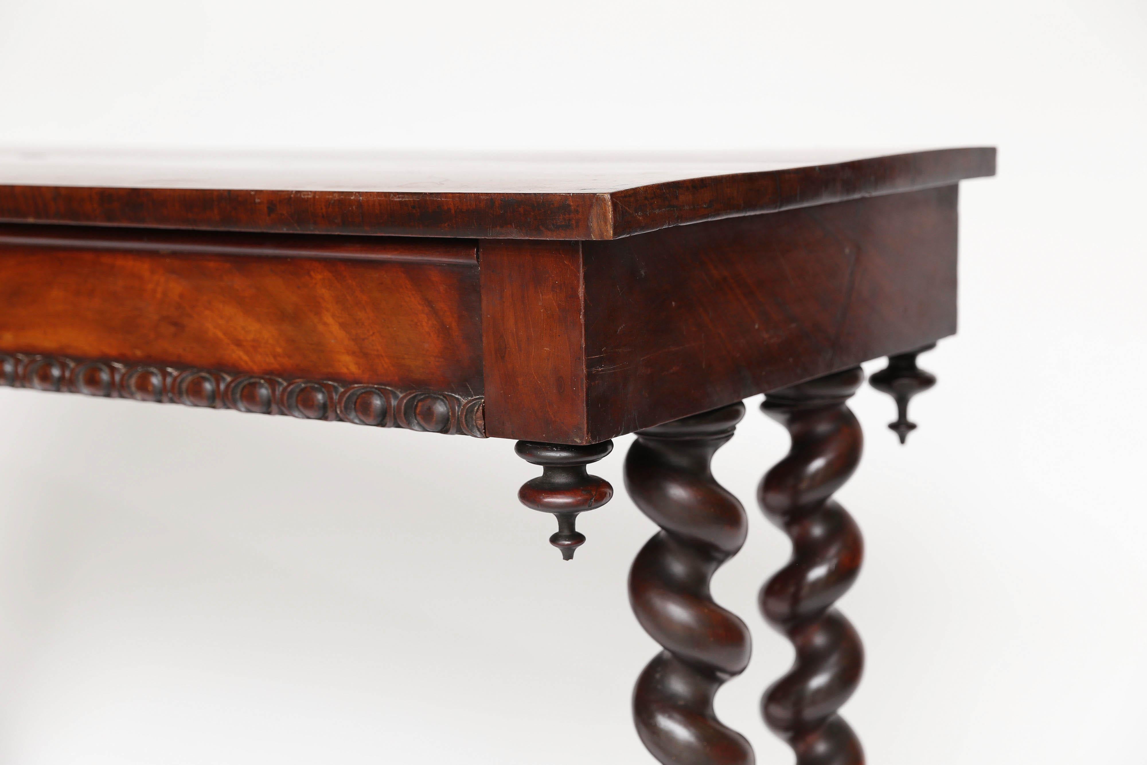 19th Century English Barley Twist Console Table with Two Drawers