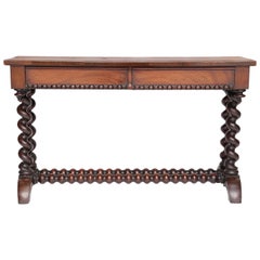English Barley Twist Console Table with Two Drawers