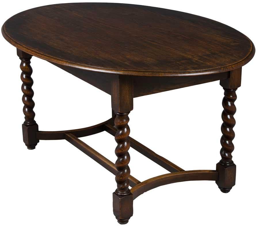 Early 20th Century English Barley Twist Oak Oval Dining Table or Centre Table