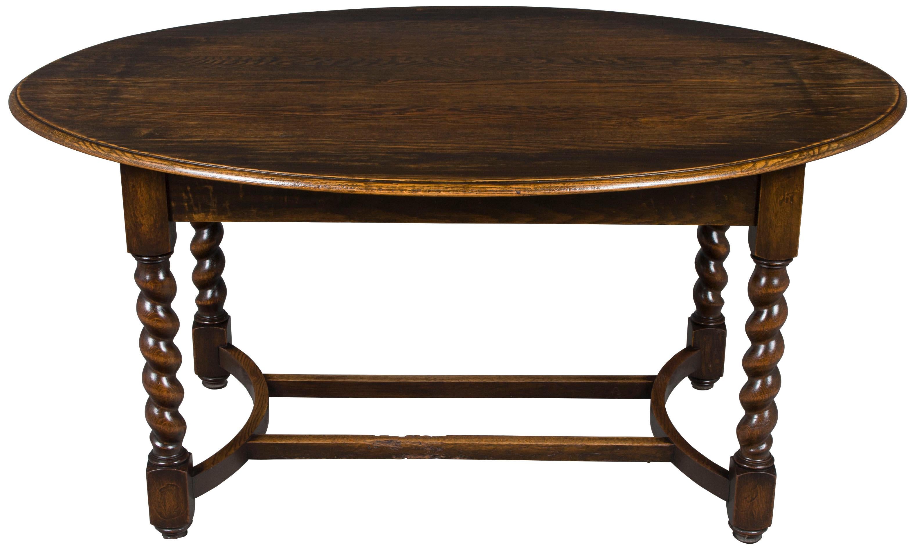 English Barley Twist Oak Oval Dining Table or Centre Table 1
