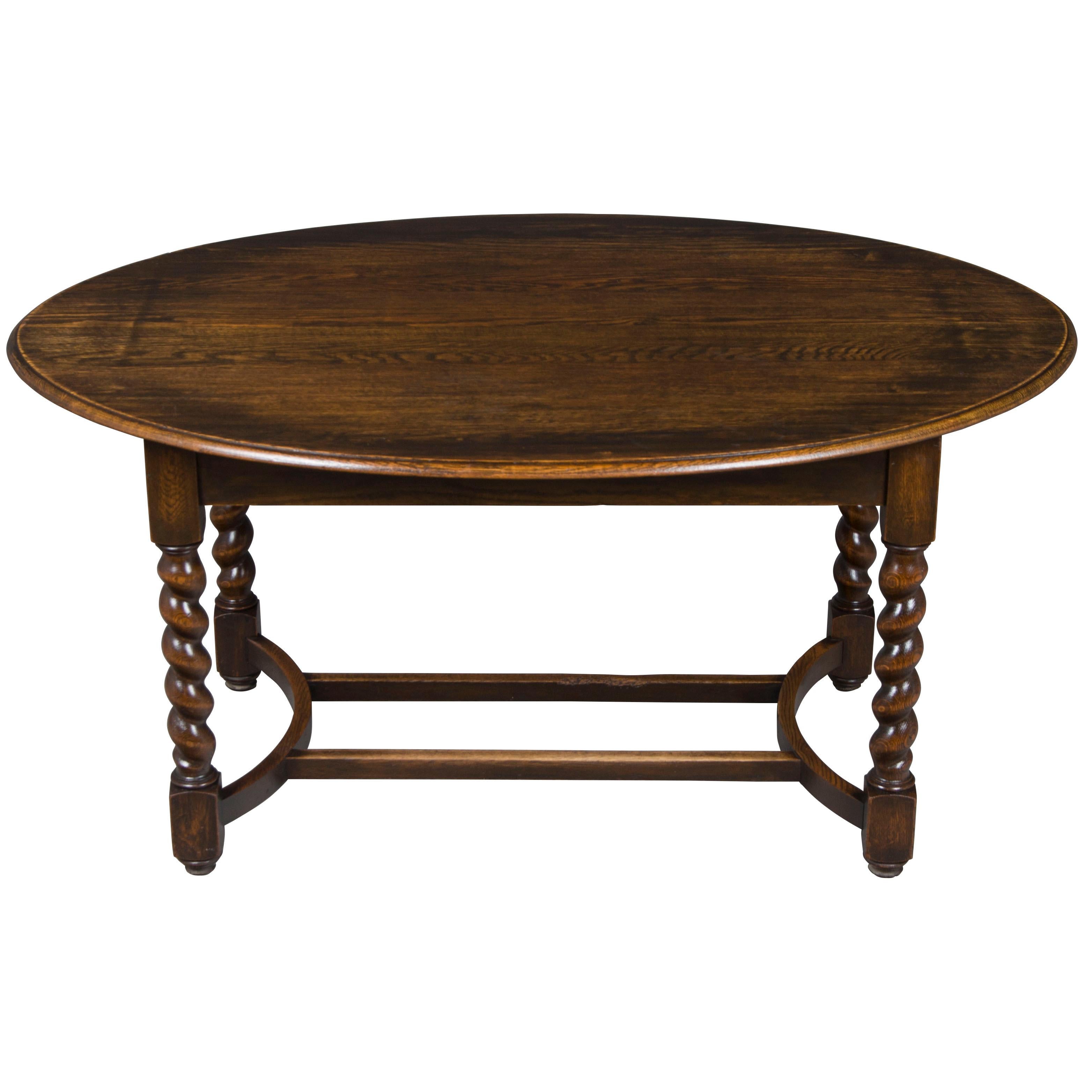 English Barley Twist Oak Oval Dining Table or Centre Table