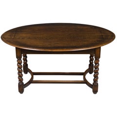 English Barley Twist Oak Oval Dining Table or Centre Table