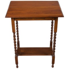 English Barley Twist Oak Rectangular End Side Lamp Table