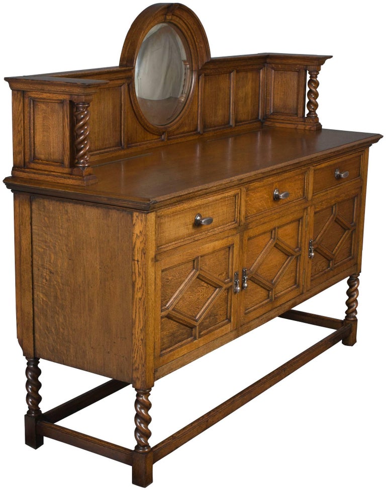 English Barley Twist Oak Sideboard at 1stDibs