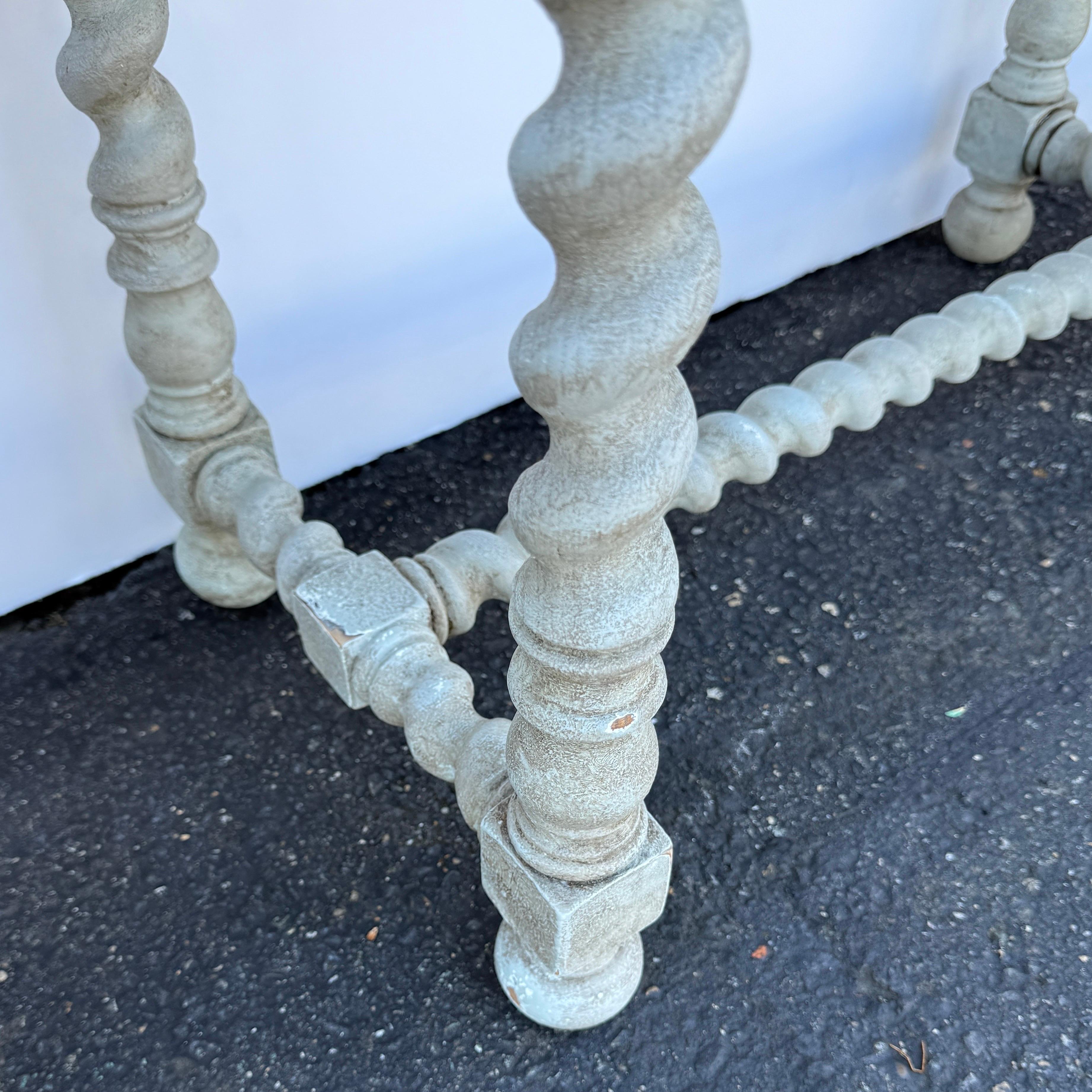 English Barley Twist Wood Painted Console Table For Sale 3