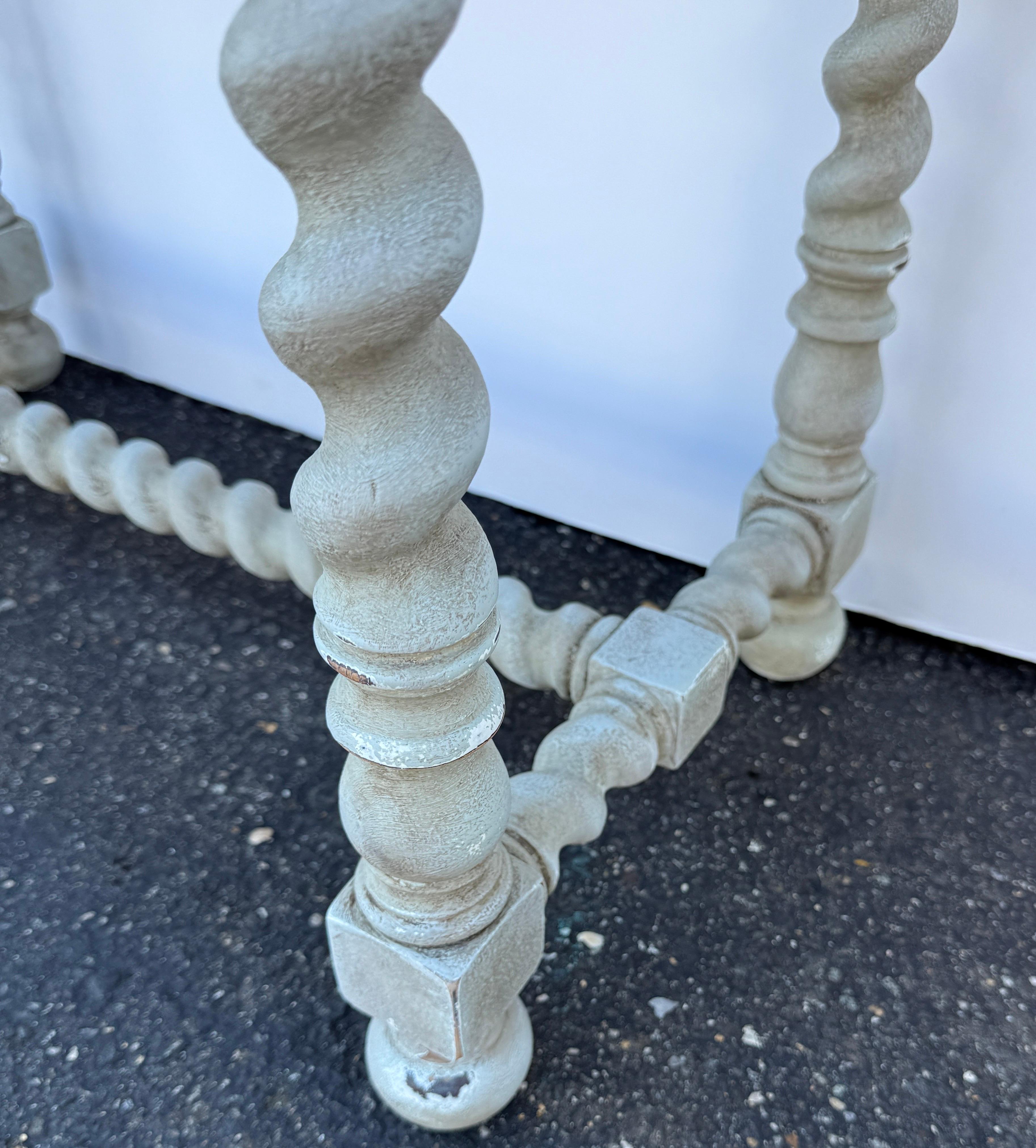 English Barley Twist Wood Painted Console Table For Sale 4