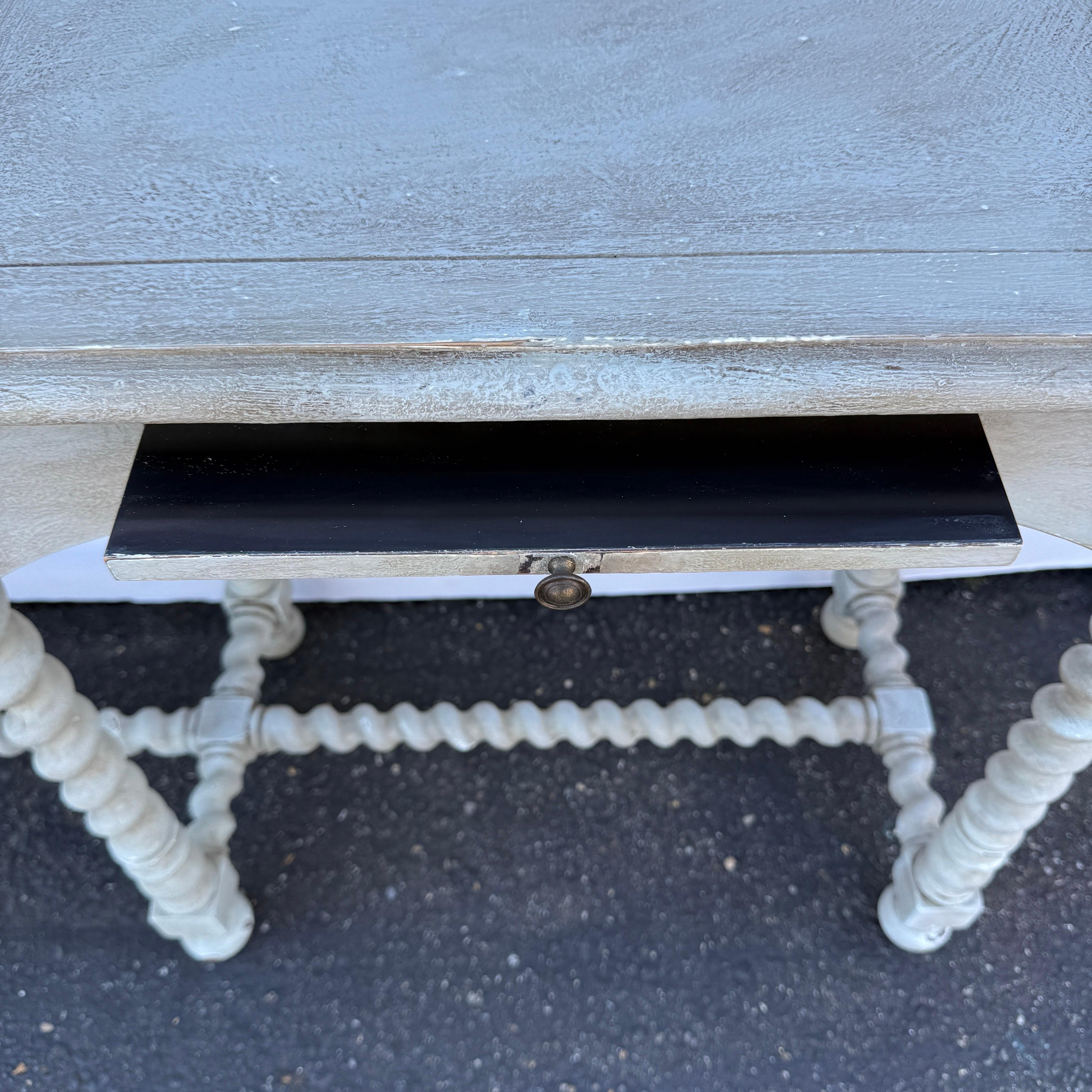 English Barley Twist Wood Painted Console Table For Sale 8