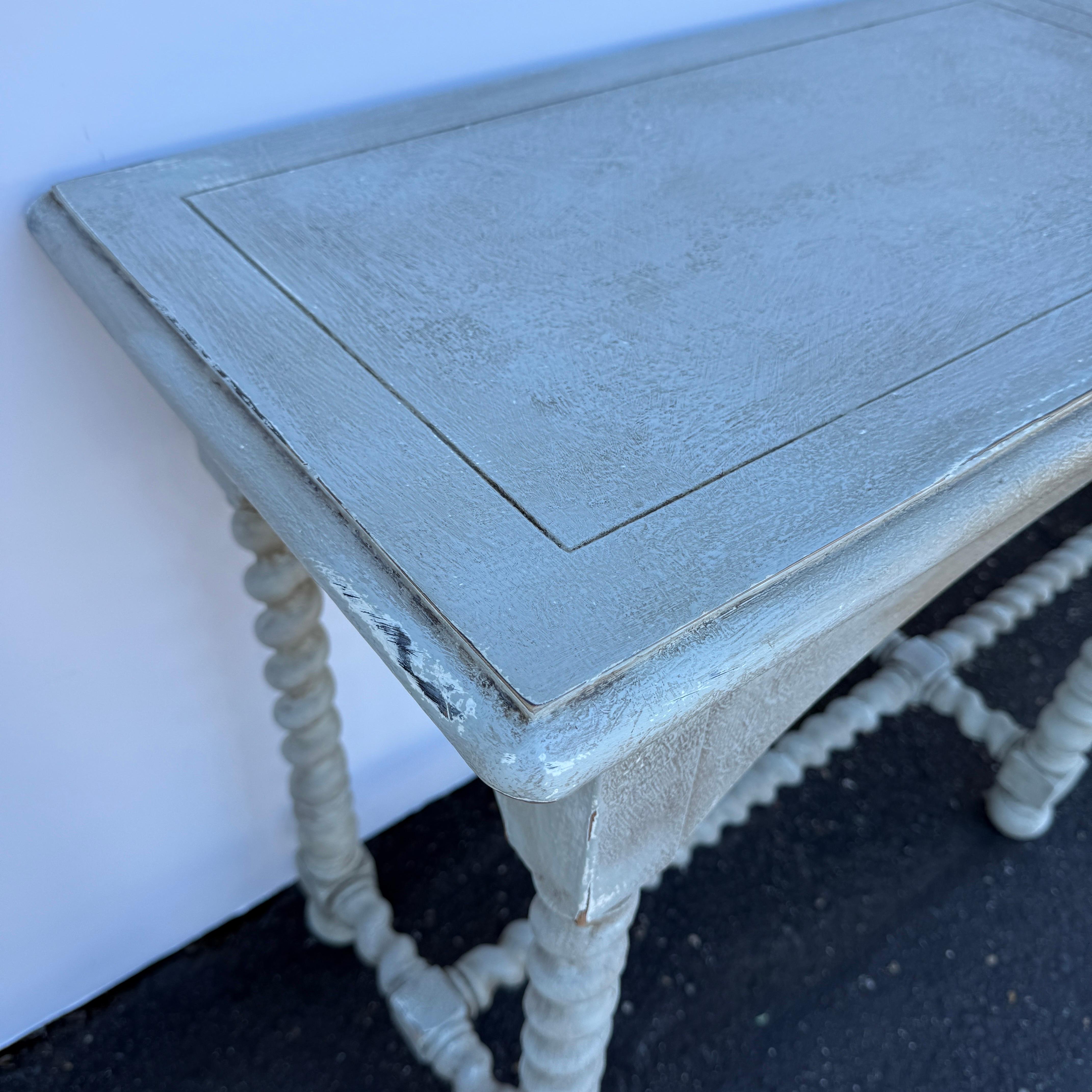 English Barley Twist Wood Painted Console Table In Good Condition For Sale In Haddonfield, NJ