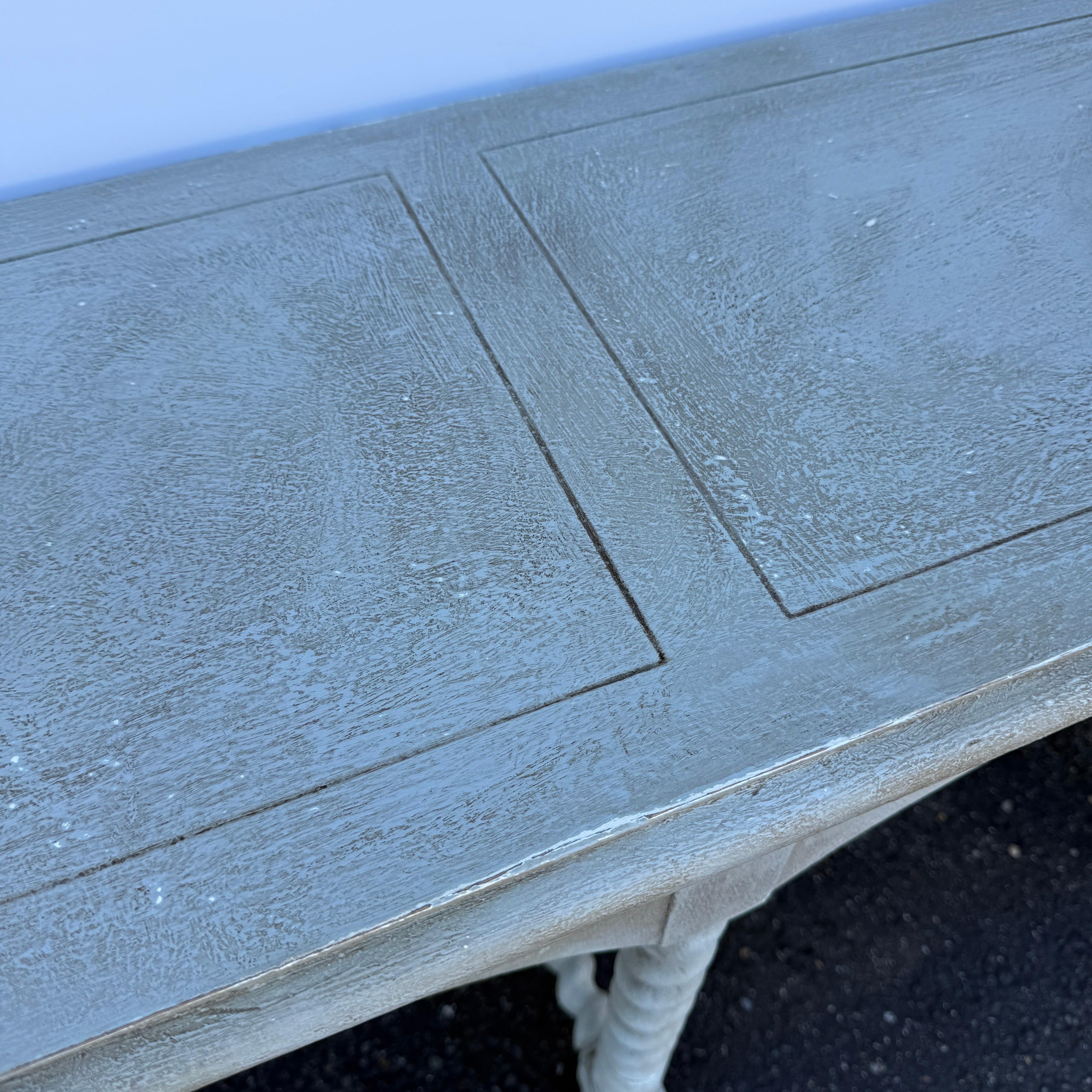 20th Century English Barley Twist Wood Painted Console Table For Sale
