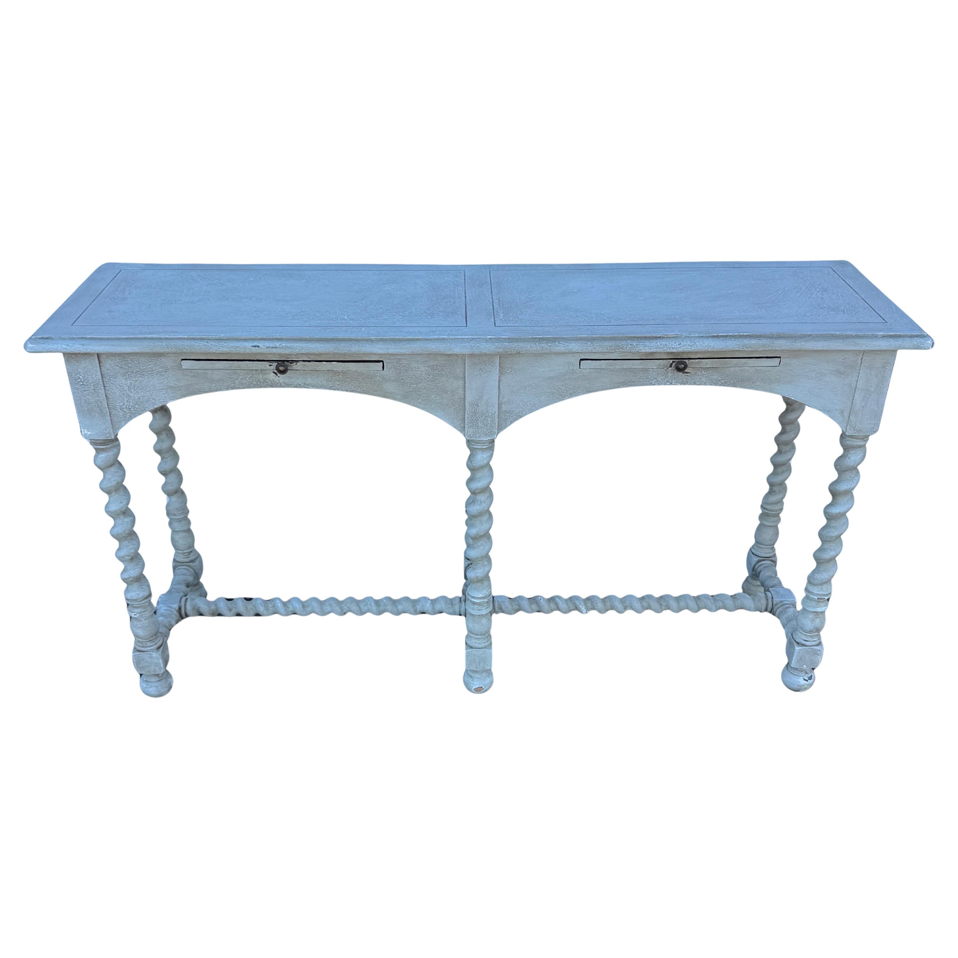 English Barley Twist Wood Painted Console Table