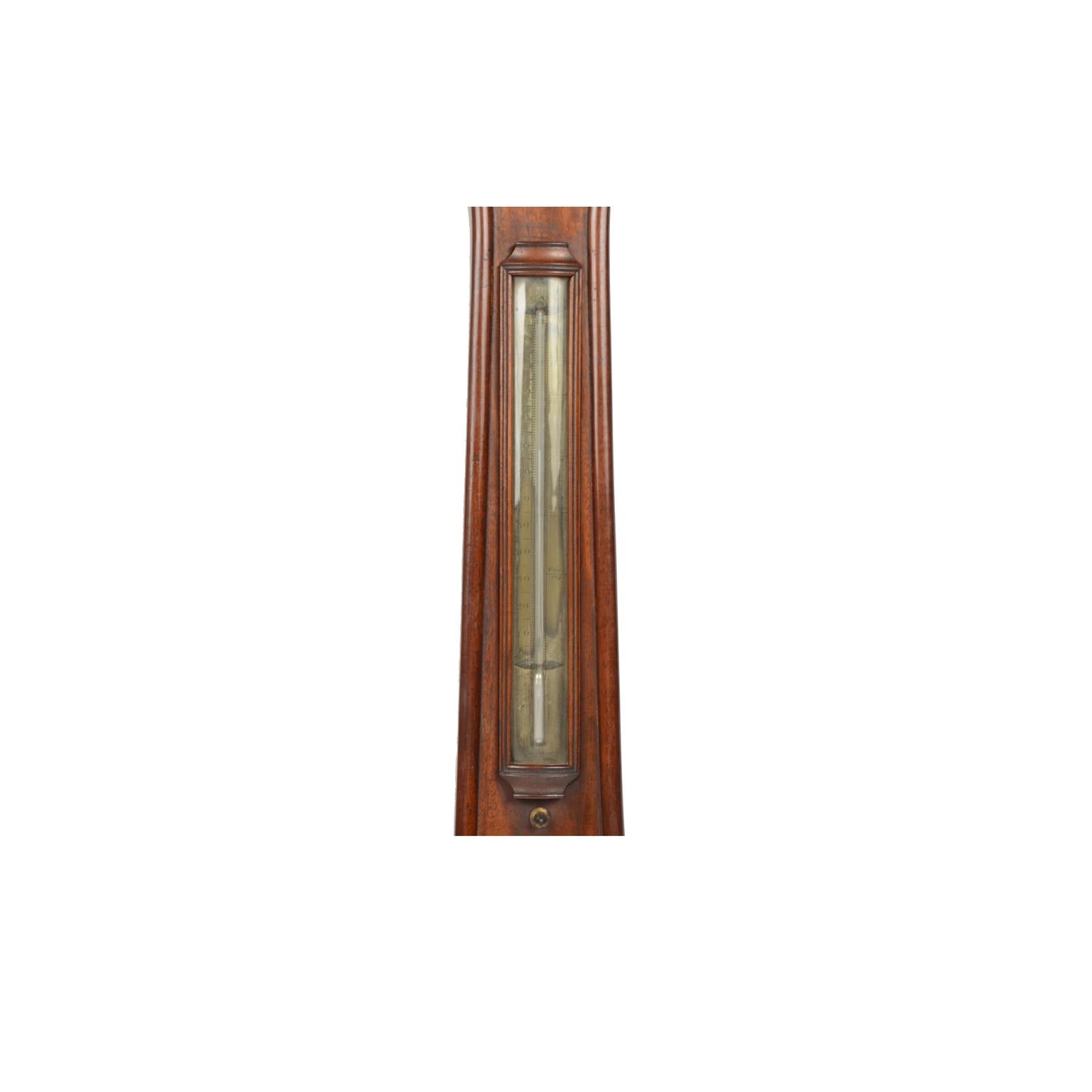 Mid-19th Century English Barometer Mounted on a Wooden Plank Elegantly Carved
