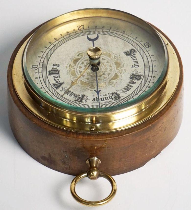 English Barometer of Brass in Wood Housing For Sale 6