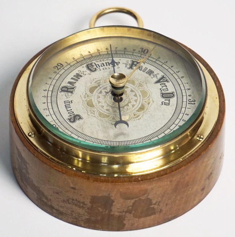 English Barometer of Brass in Wood Housing For Sale 3