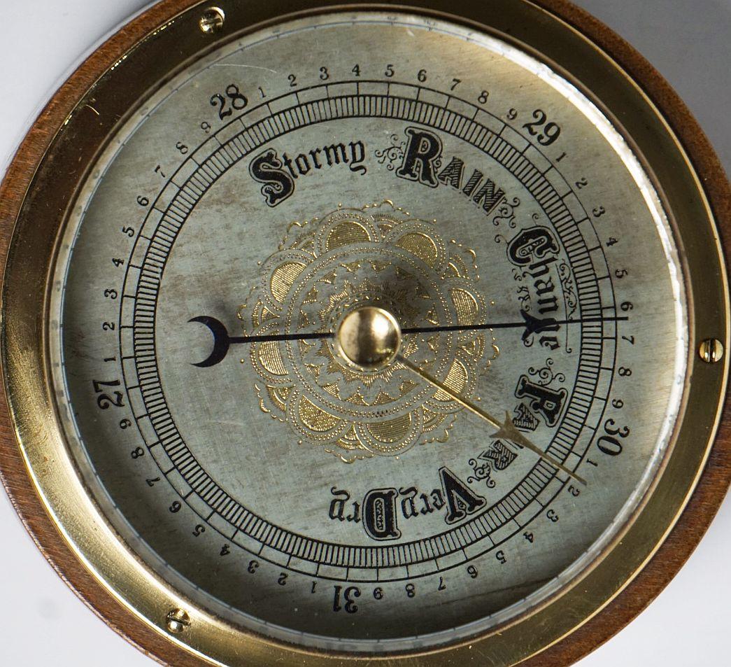 English Barometer of Brass in Wood Housing For Sale 4