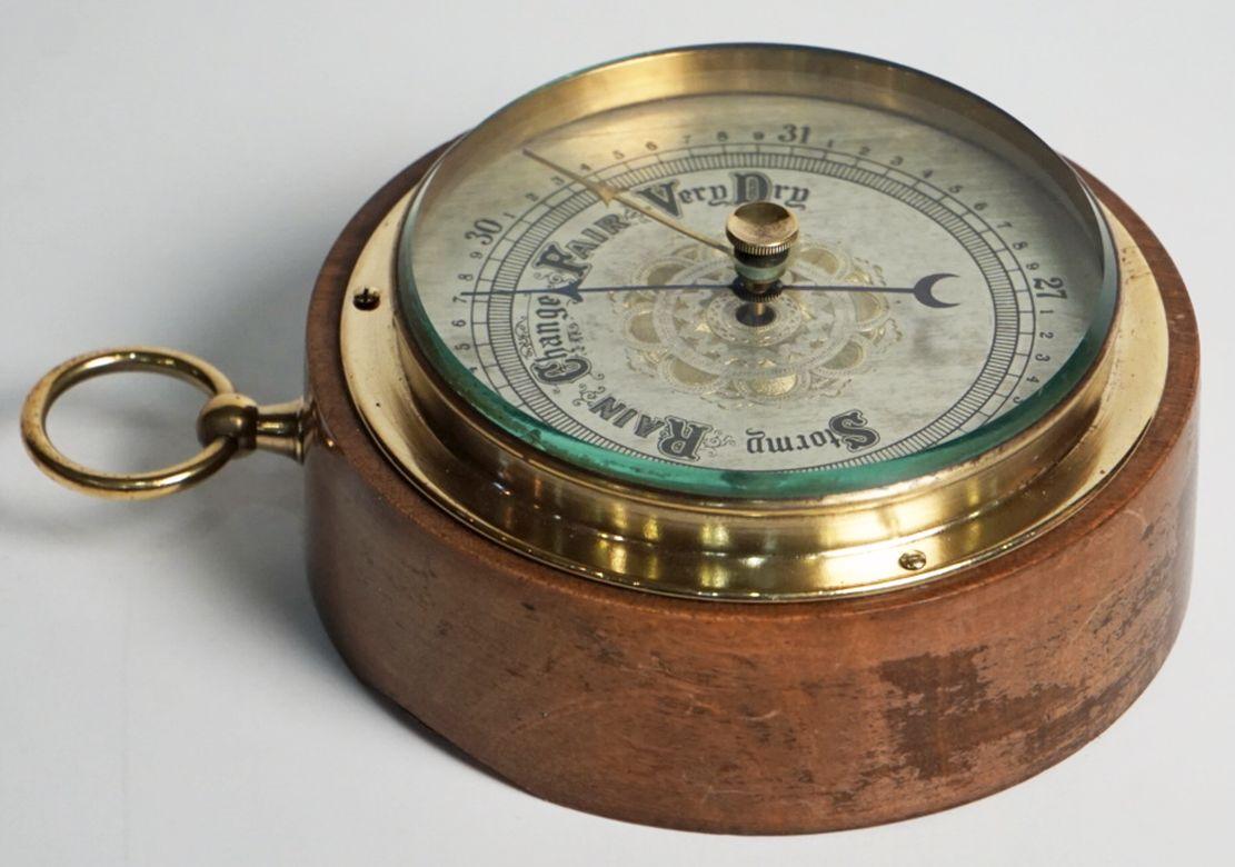English Barometer of Brass in Wood Housing For Sale 5