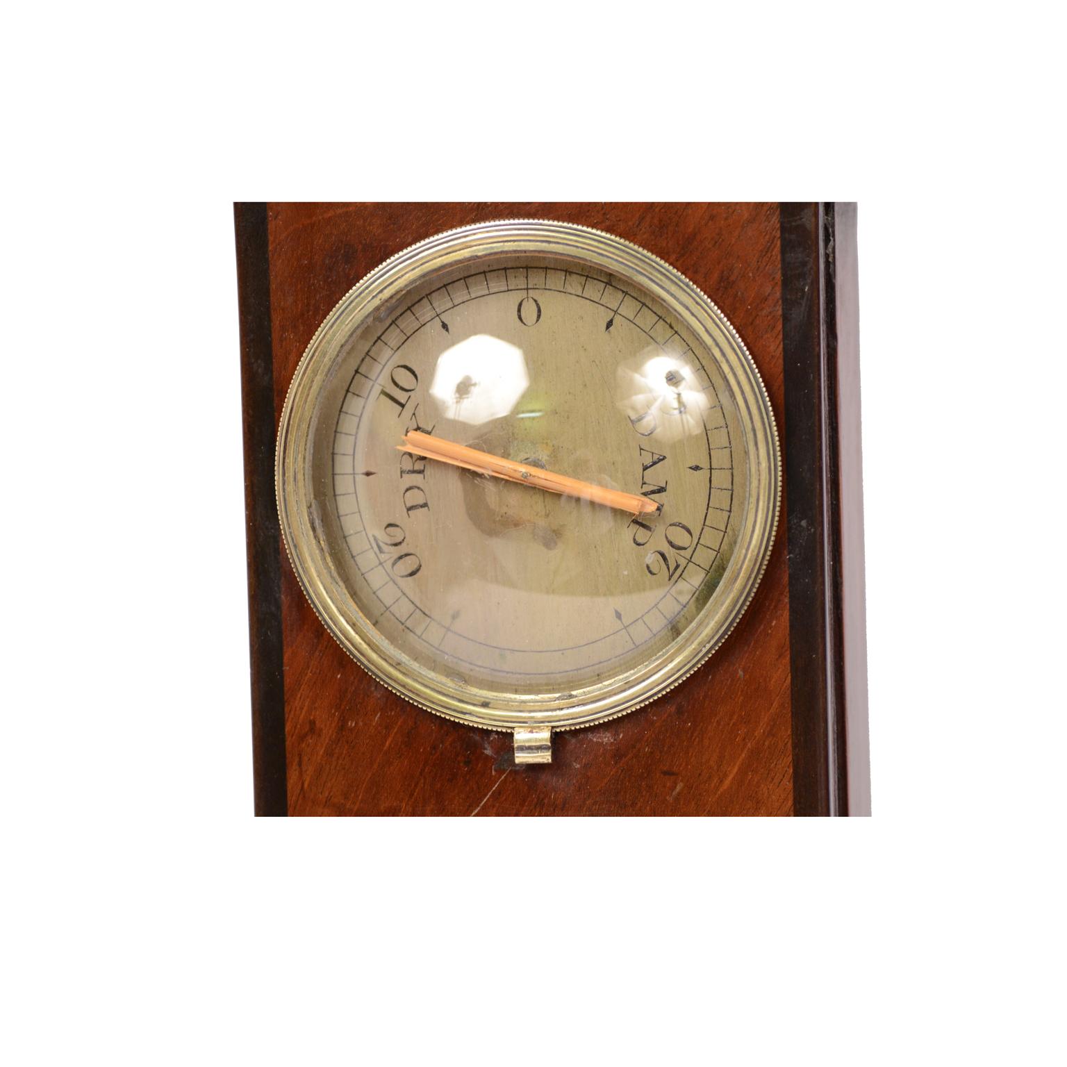 19th Century Mahogany Barometer Wisker York Antique Weather Measuring Instrument 9