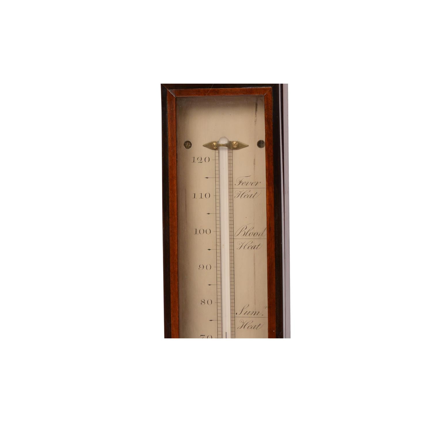 19th Century Mahogany Barometer Wisker York Antique Weather Measuring Instrument 4