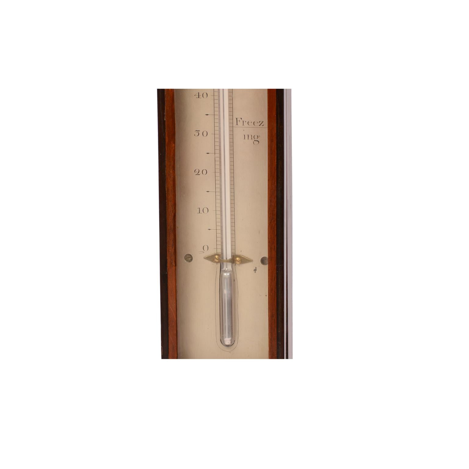 19th Century Mahogany Barometer Wisker York Antique Weather Measuring Instrument 5