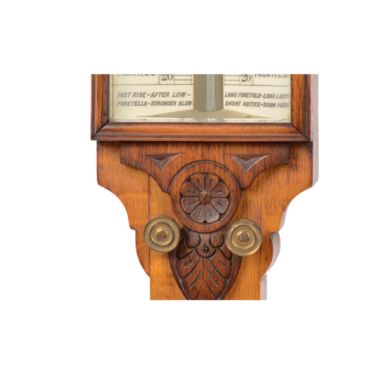 Late 19th Century J. H. Stewar Barometer and Thermometer Antique Weather Misure 2