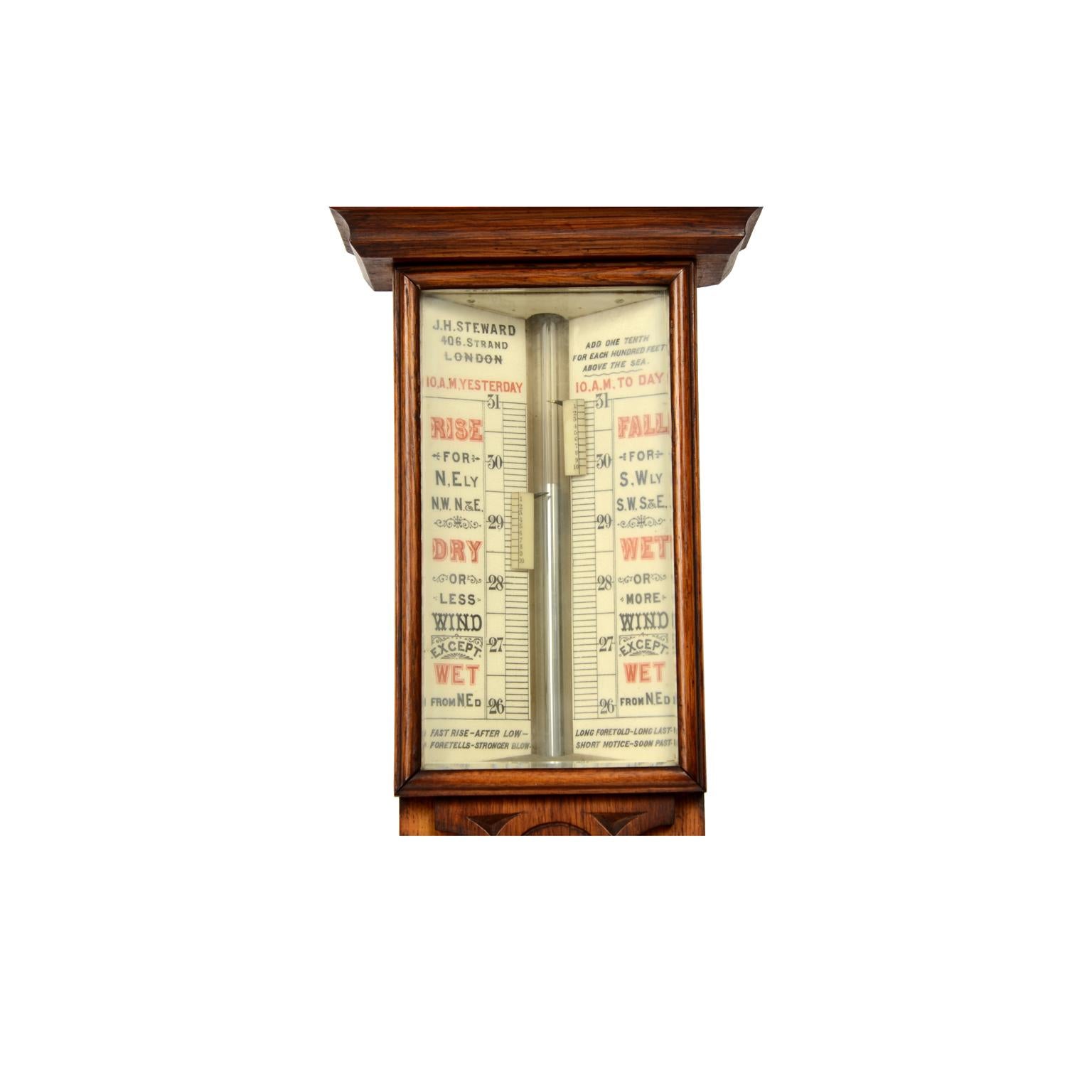 Late 19th Century J. H. Stewar Barometer and Thermometer Antique Weather Misure For Sale 8