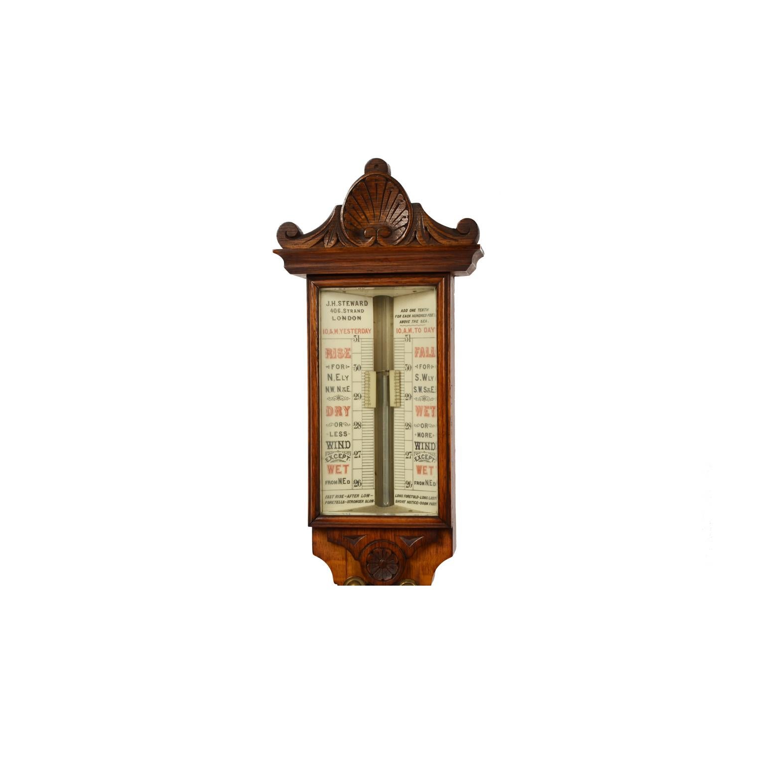Baromètre et thermomètre de la fin du 19e siècle de J. H. Stewar, modèle météorologique ancien Bon état - En vente à Milan, IT