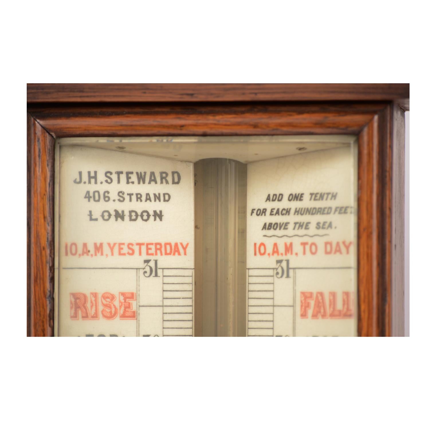 Late 19th Century J. H. Stewar Barometer and Thermometer Antique Weather Misure In Good Condition For Sale In Milan, IT
