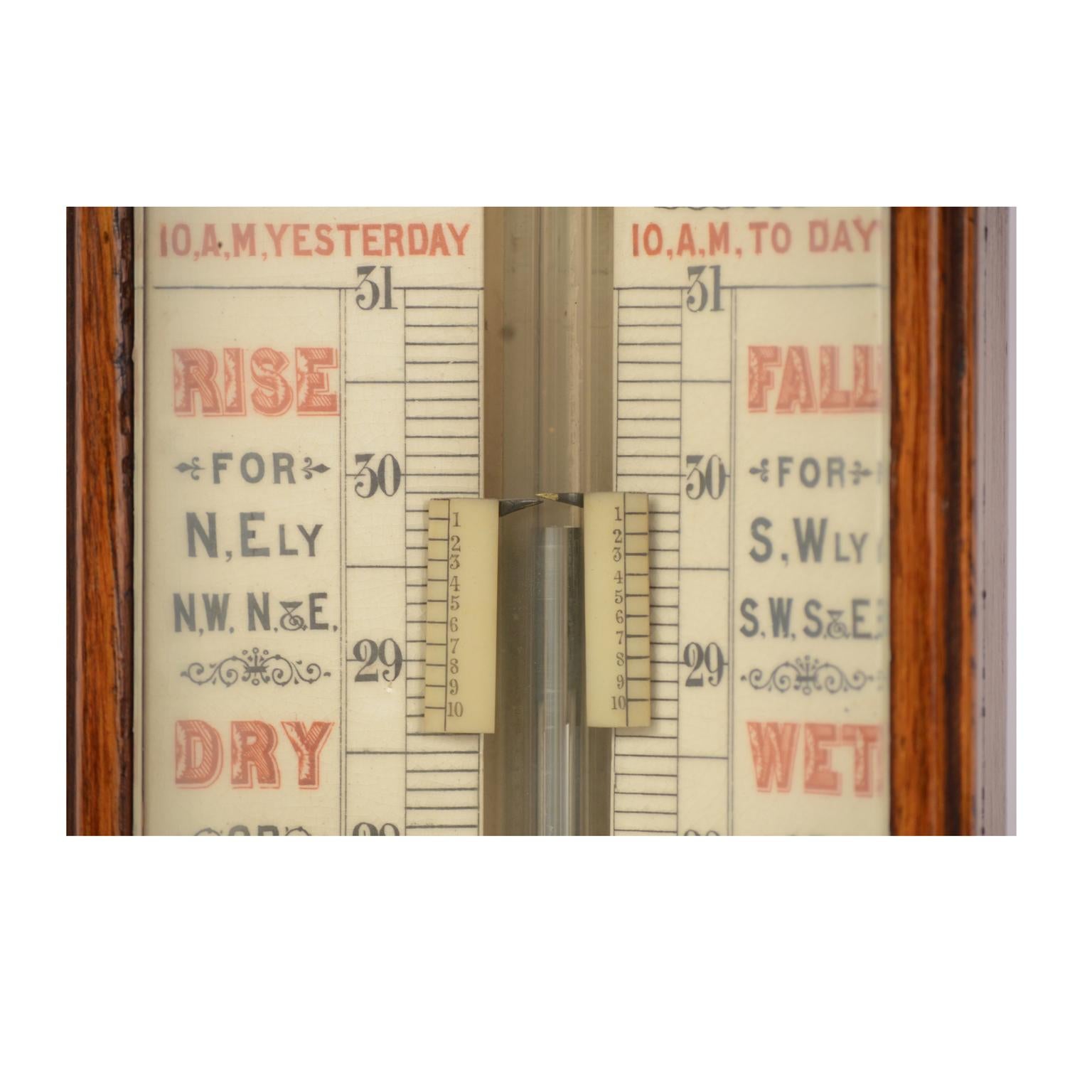 Wood Late 19th Century J. H. Stewar Barometer and Thermometer Antique Weather Misure For Sale