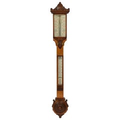 Late 19th Century J. H. Stewar Barometer and Thermometer Used Weather Misure