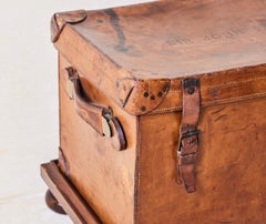 English Baronet's Leather Trunk on Stand, C. 1910
