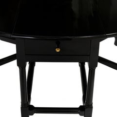 English Baroque Black Lacquer Drop Leaf Dining Table, 19th Century