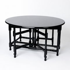 English Baroque Black Lacquer Drop Leaf Dining Table, 19th Century
