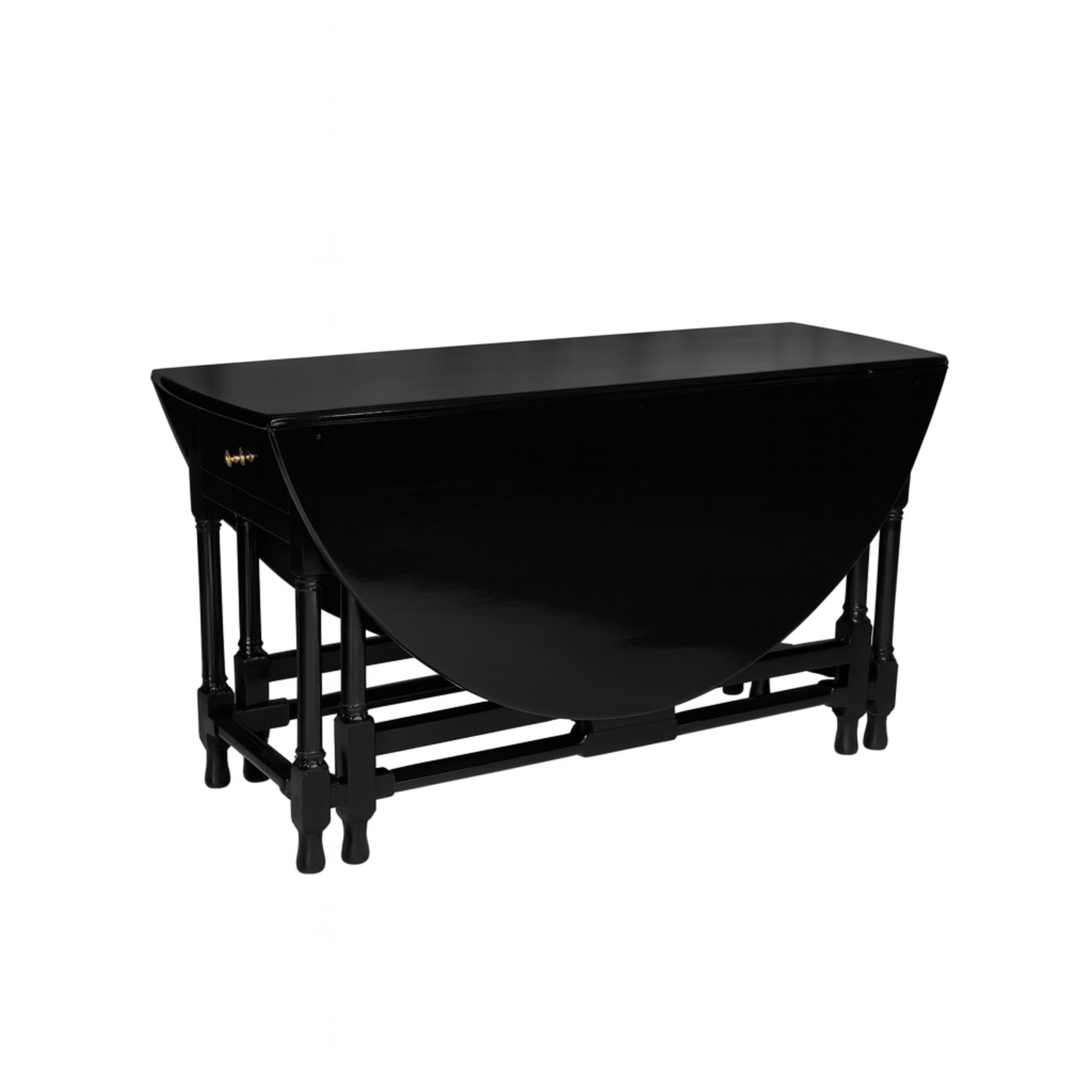 English Baroque Black Lacquer Drop Leaf Dining Table, 19th Century For Sale 1