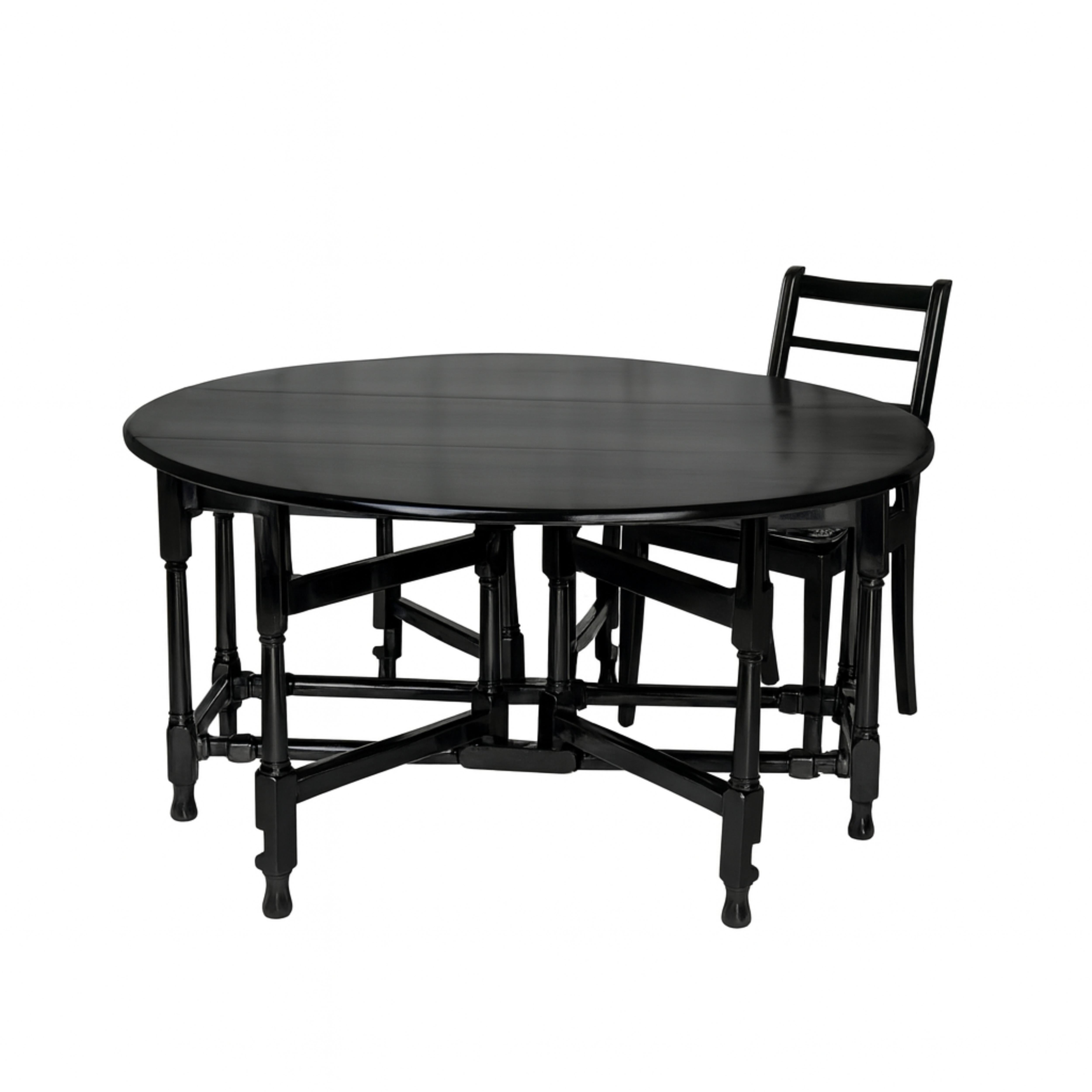English Baroque Black Lacquer Drop Leaf Dining Table, 19th Century For Sale 4
