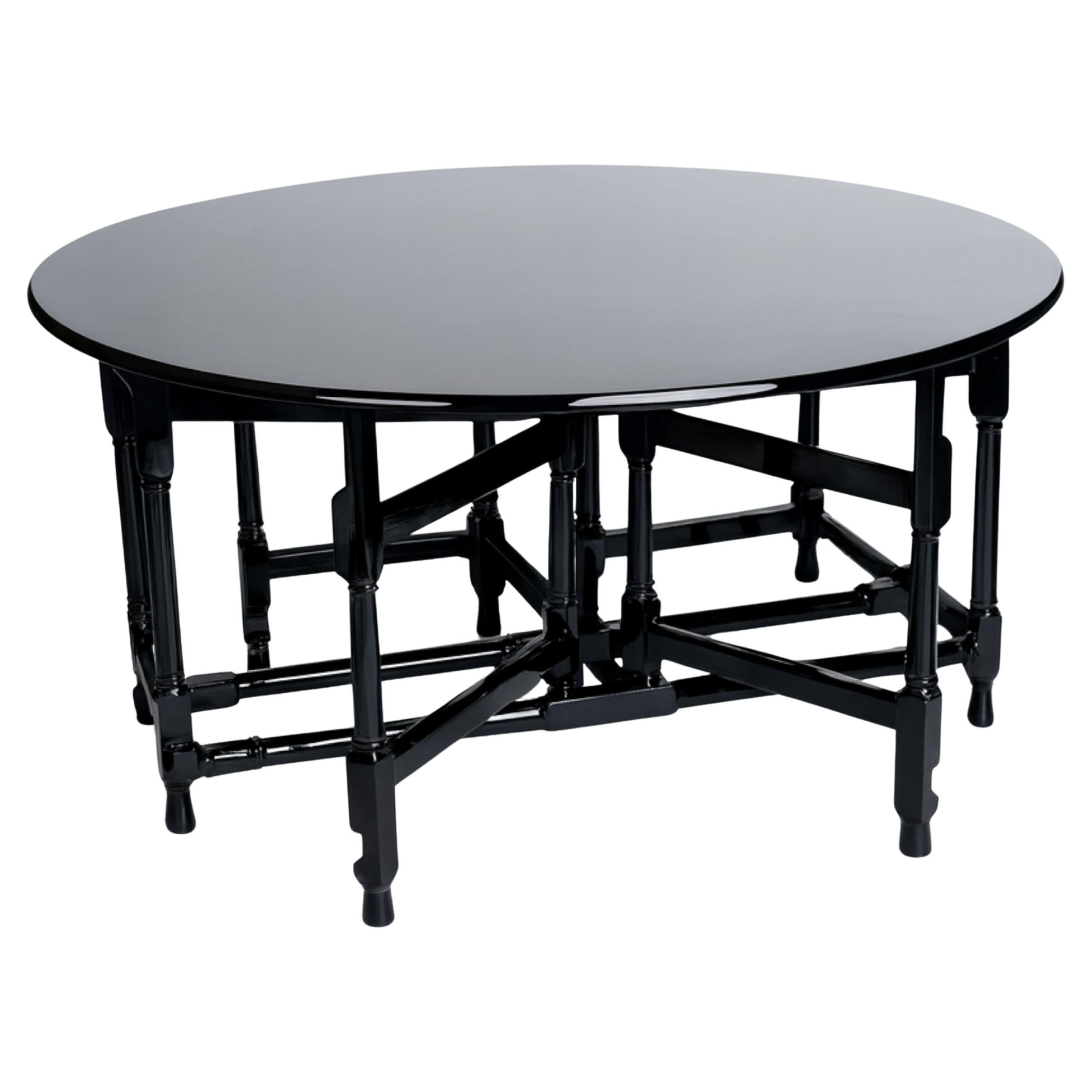 English Baroque Black Lacquer Drop Leaf Dining Table, 19th Century For Sale
