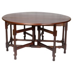 English Baroque Laurel Wood Flap Table, 19th Century