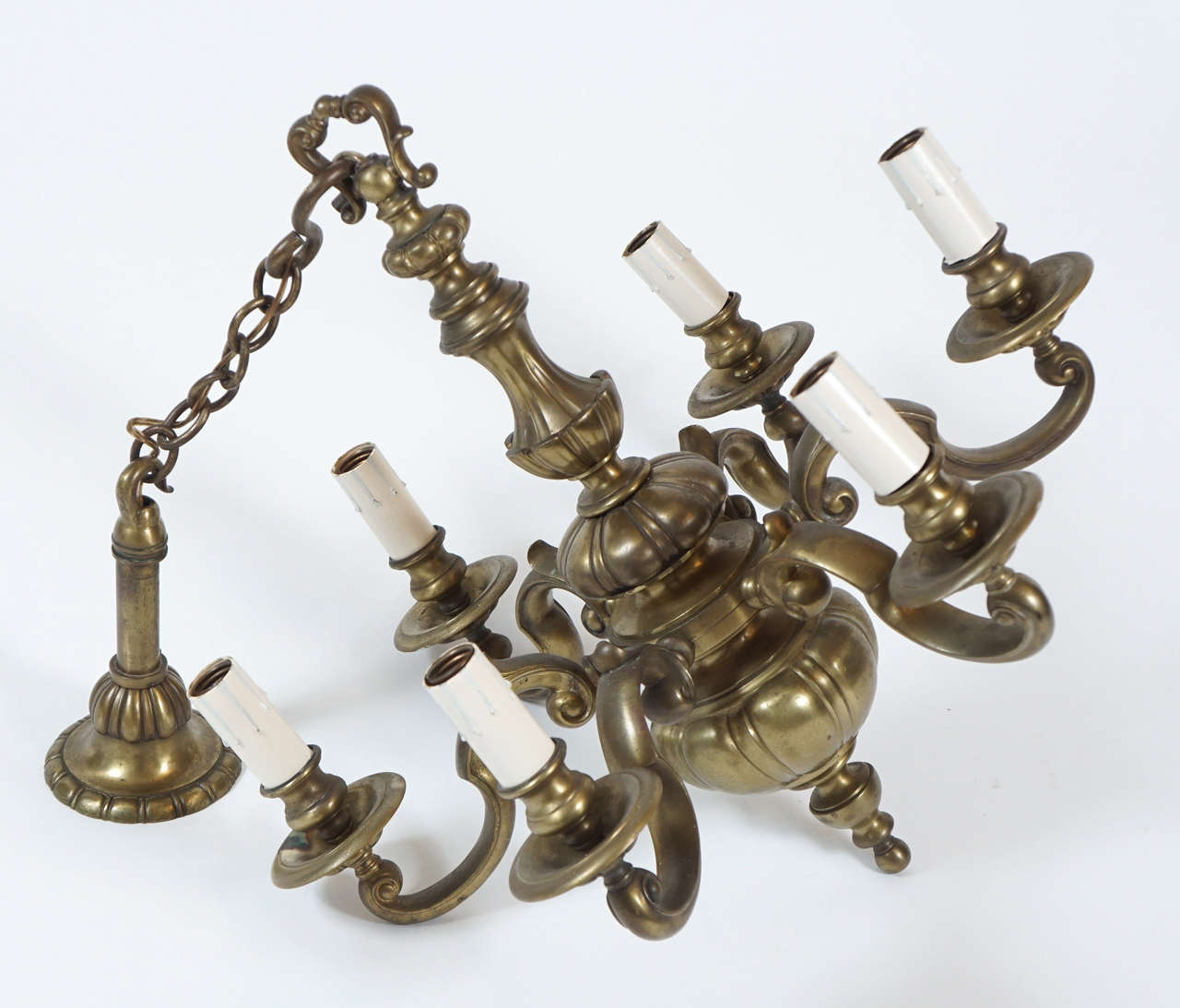 English Baroque Style Bronze Six Light Chandelier, circa 1905 3