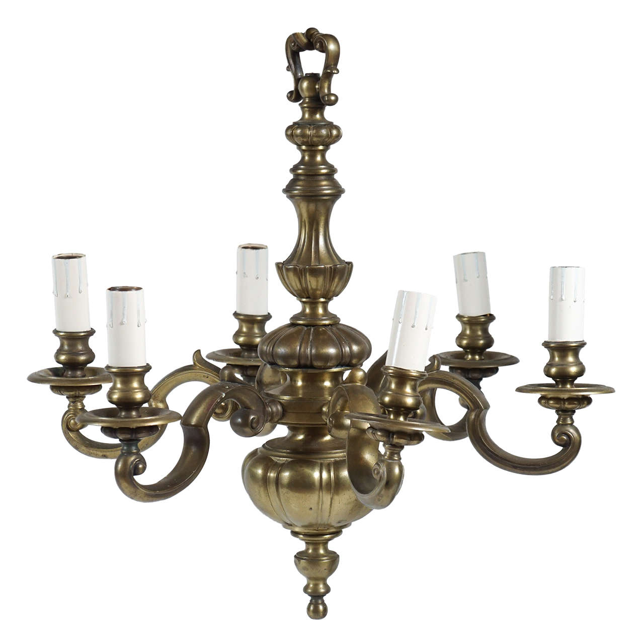 English Baroque Style Bronze Six Light Chandelier, circa 1905