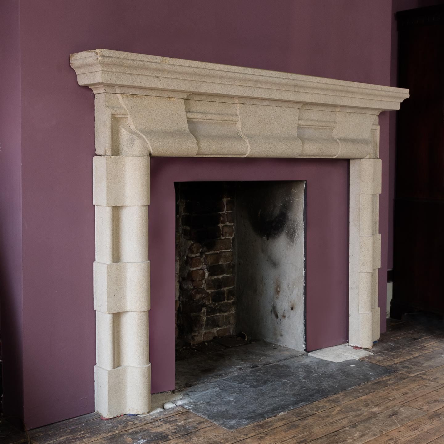 English Baroque Style Stone Fireplace 4
