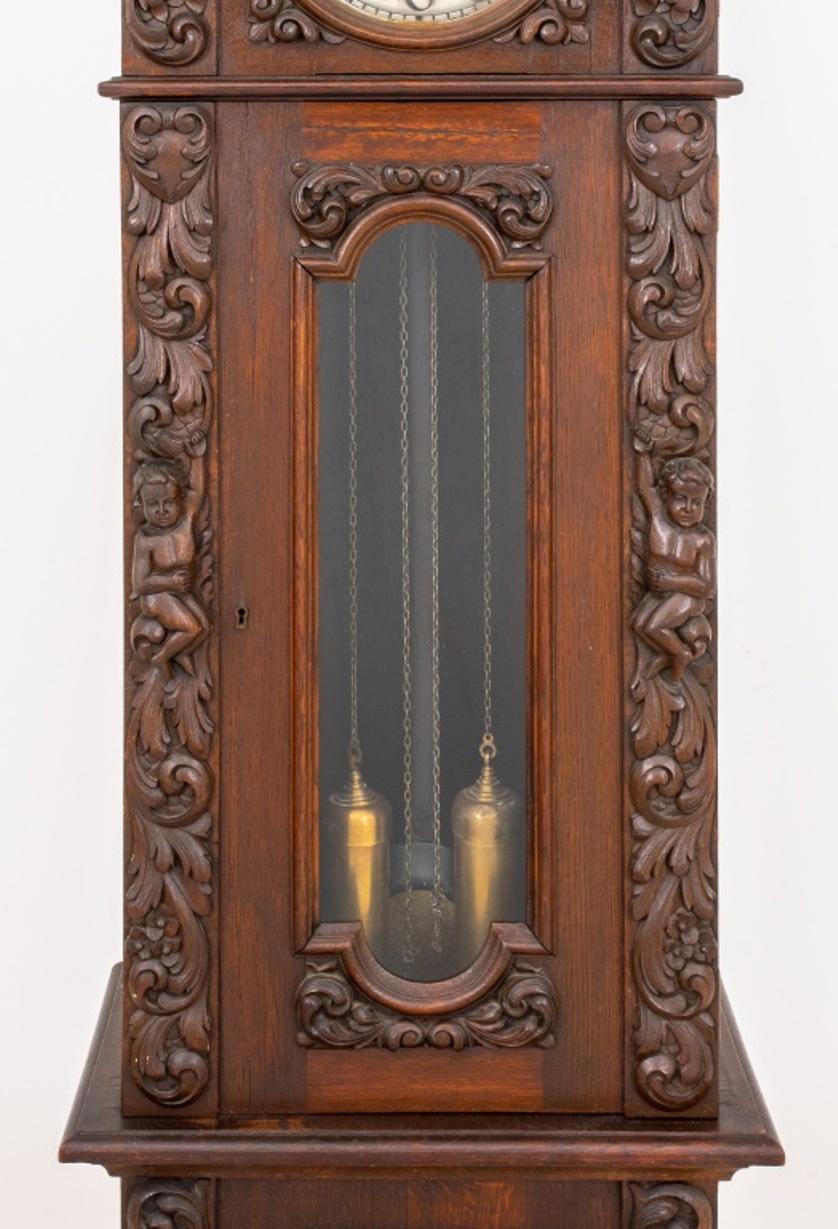 English Baroque style tall case 8-day clock in the 