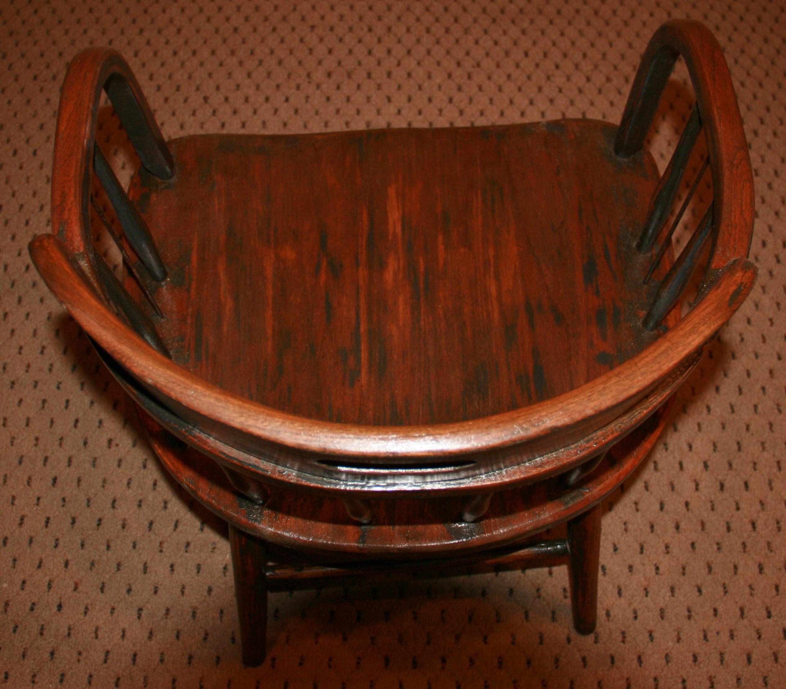 English Barrel Back Wood Chair 1920's For Sale 2