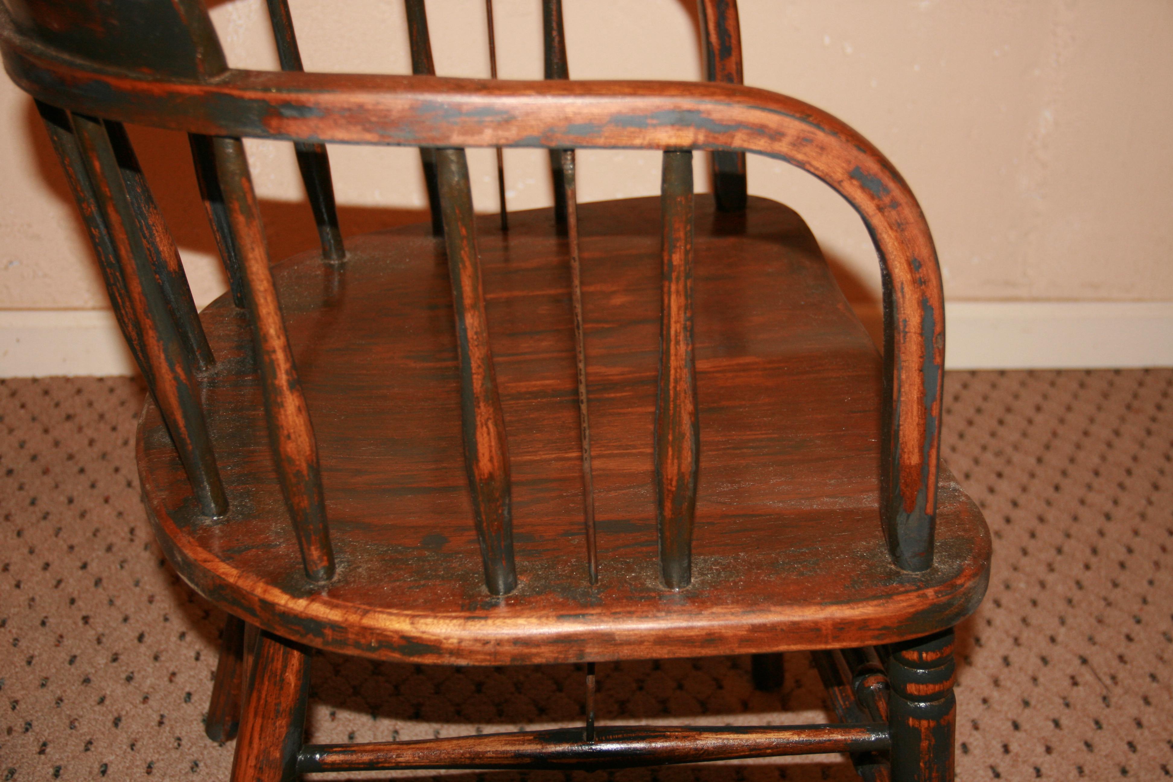 Early 20th Century English Barrel Back Wood Chair 1920's For Sale