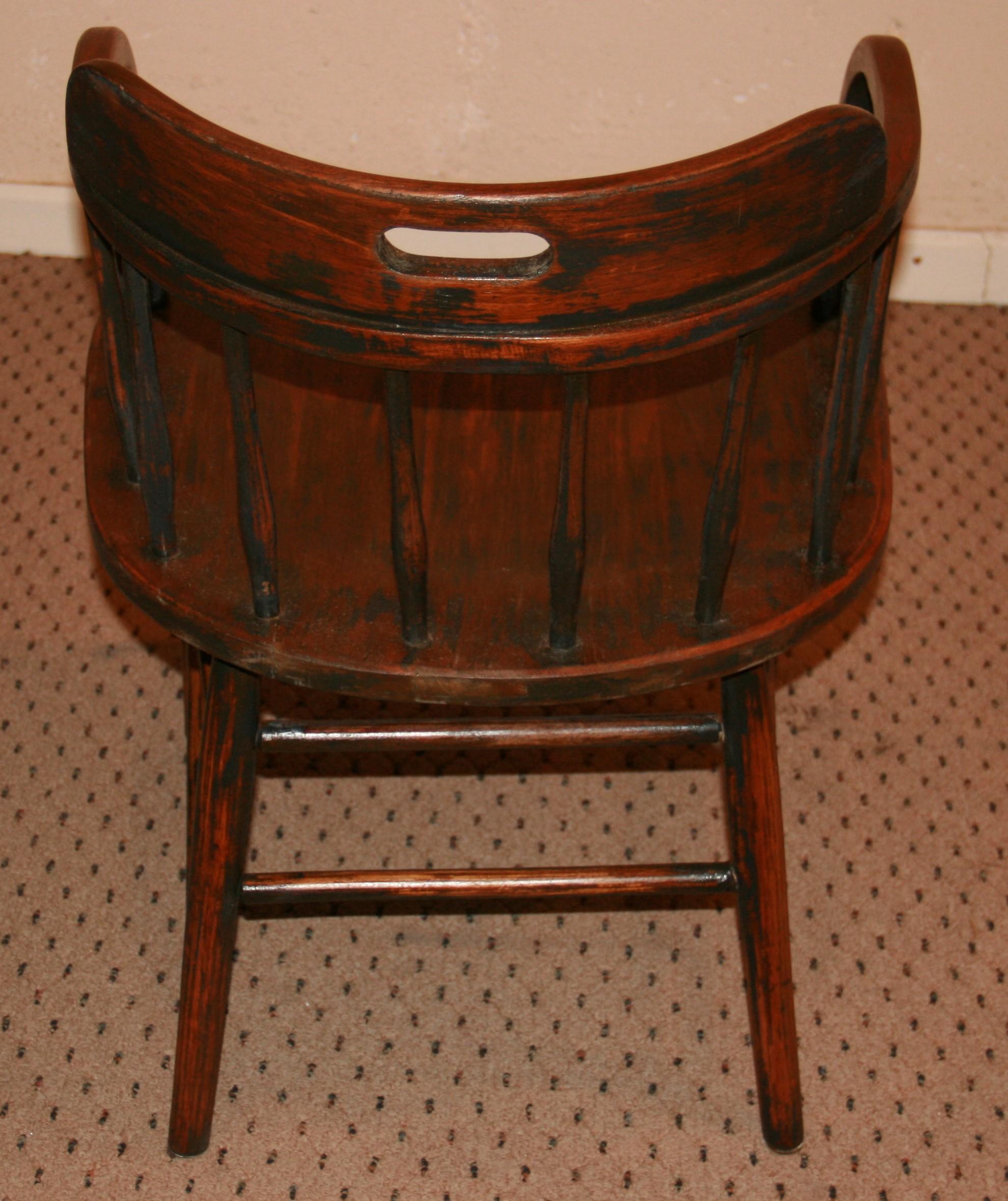 English Barrel Back Wood Chair 1920's For Sale 1