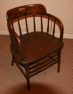 English Barrel Back Wood Chair 1920's