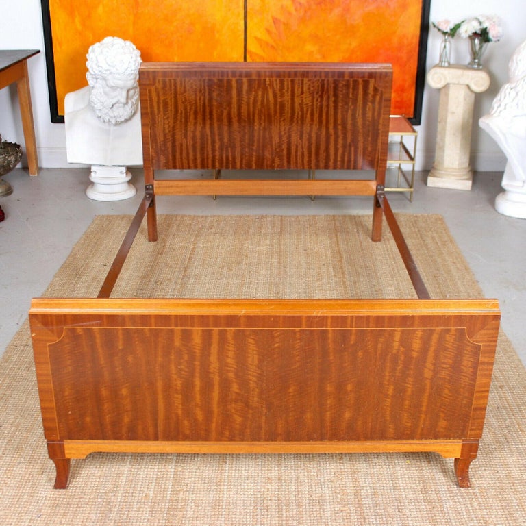English Bed Frame Maple and Co Inlaid Mahogany For Sale at 1stDibs