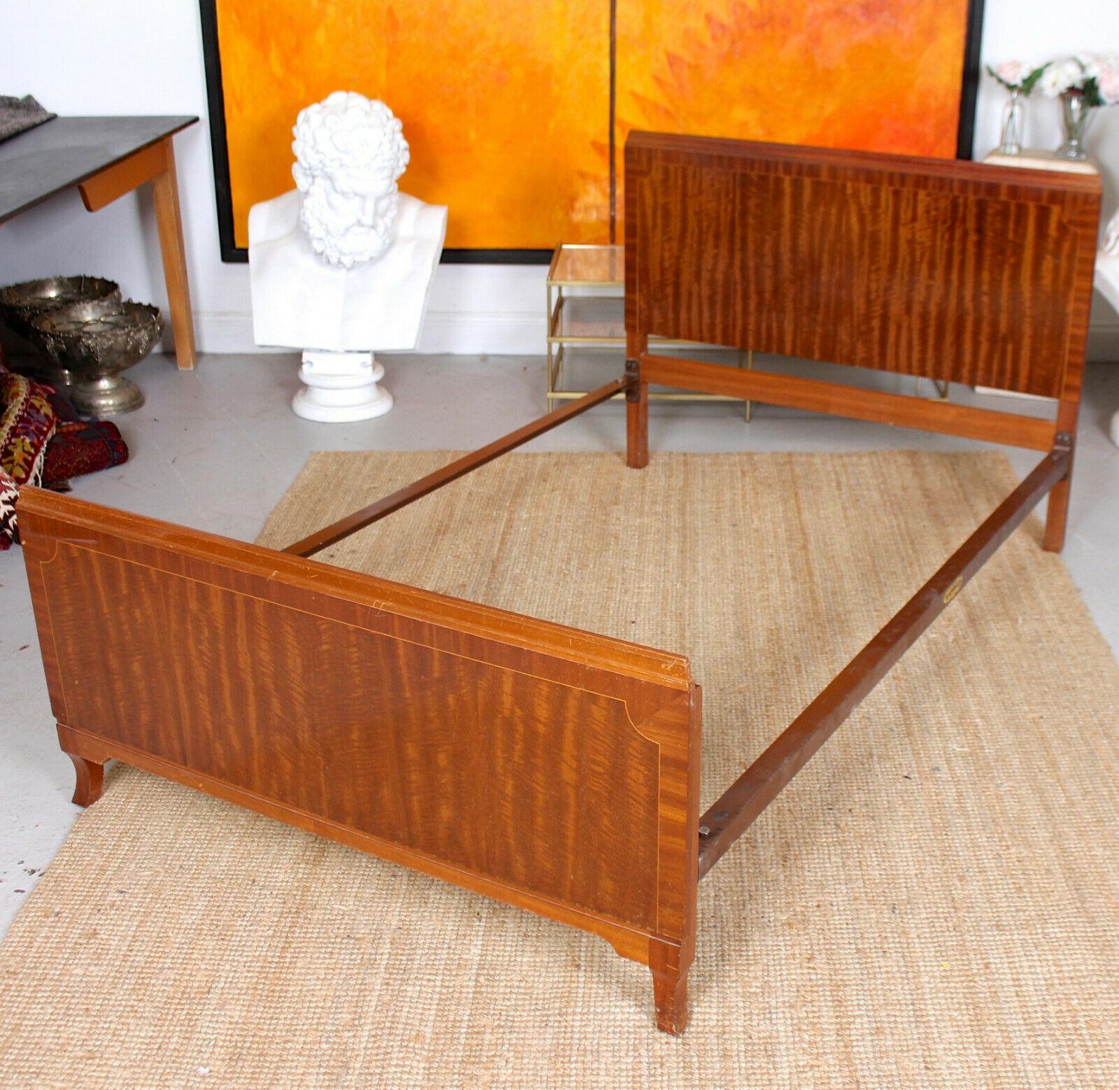 English Bed Frame Maple & Co Inlaid Mahogany For Sale 2